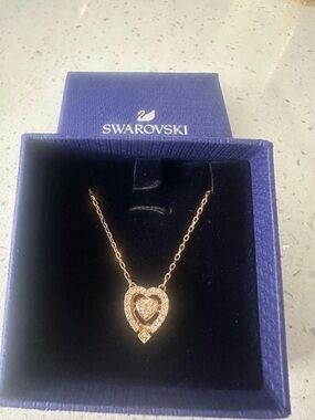 Swarovski Rose Gold Heart Pendant with CZ Center